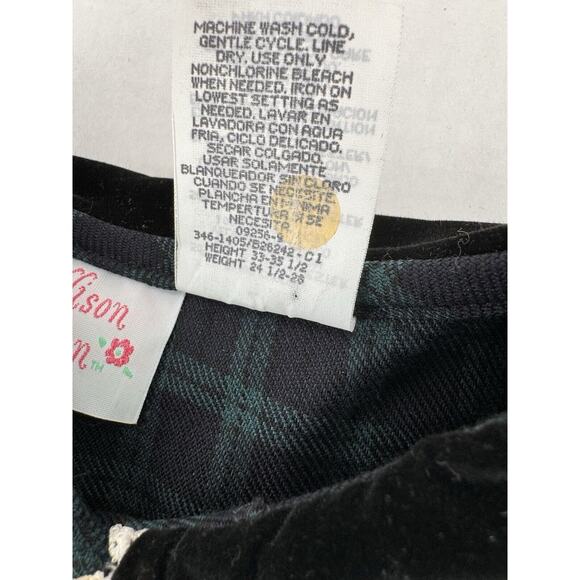 Vtg Toddler Girl Dress Sz 2T Plaid Velvet Ruffle Holiday Academia Preppy 90’s - Picture 5 of 10